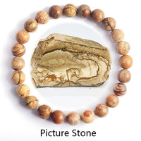 Bracelet Bohème Pierre Naturelle Vertes pour Homme/Femme - 5 Picture Stone / 6mm Beads 17cm(6.69inch) 25% de réduction 1
