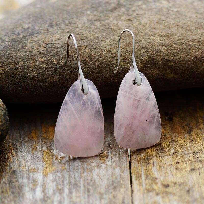 Boucles d'oreilles quartz rose pierre