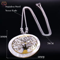 Collier arbre de vie Double couche perle dorée en acier inoxydable pour femmes - 10