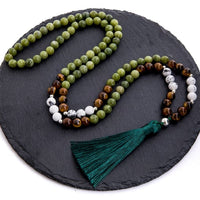 Collier de méditation en perles pierre tigre jaune howlite et jade du sud - N-S0052 - 40% réduction 1