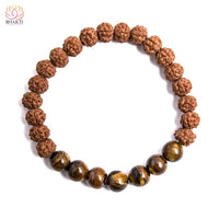 Collier de méditation tibétain Rudraksha original et Mala Japa avec des perles d’oeil tigre jaune - Bracelet - 45% réduction 2