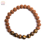 Collier de méditation tibétain Rudraksha original et Mala Japa avec des perles d’oeil tigre jaune - Bracelet - 45% réduction 2
