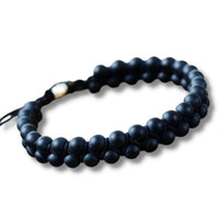 Bracelet en Onyx noir mat pour hommes cordon tressé ajustable bijou gothique - 50% de réduction 1