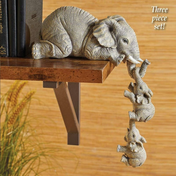 Figurine décoration Eléphant mère retenant ses 2 éléphanteaux - 3 pièces - 35% de réduction 1