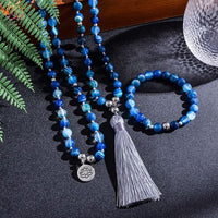 Collier de méditation Japamala en agate bleue: Paix et sérénité intérieures - 6