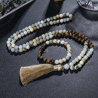 Ensemble de collier Mala en perles pierre amazonite et oeil tigre pour hommes femmes - 40% réduction 5