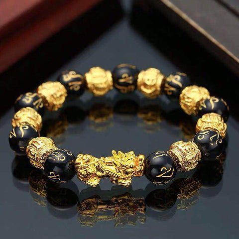 Gold/Black Obsidian Feng Shui Bracelet
