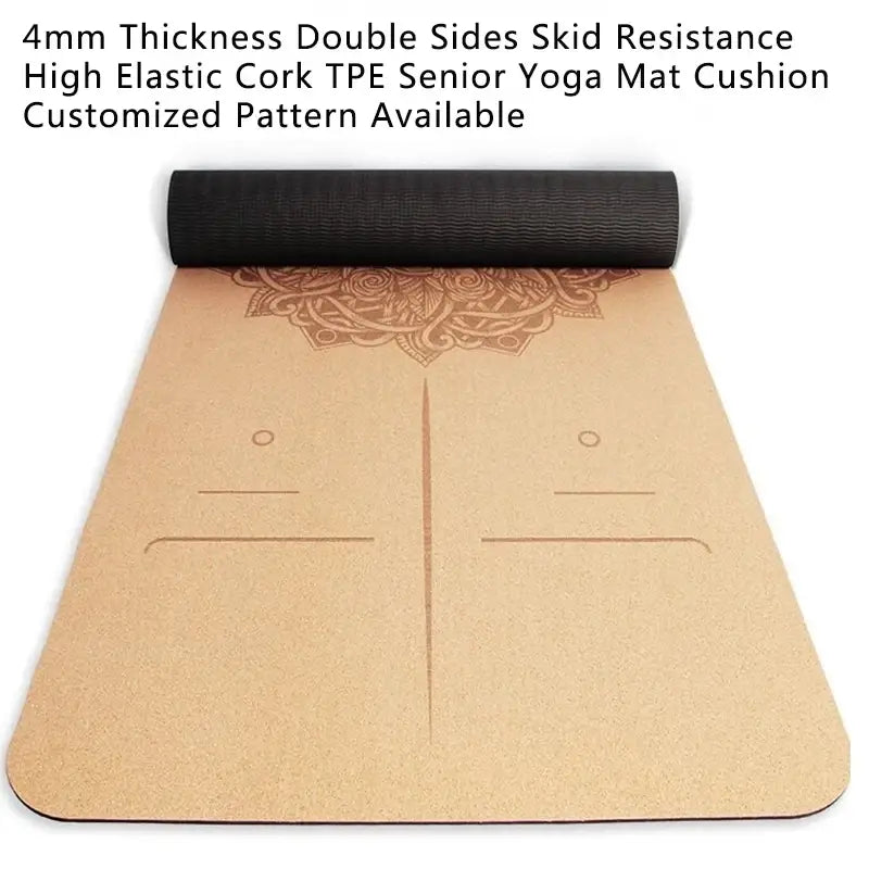 New Fashion 4mm Double Sides Non Slip High Elastic Cork Yoga Mat Fitness Gym Cushion Customized