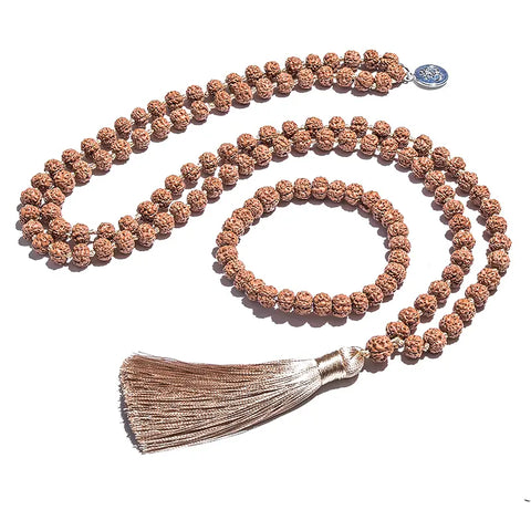 Mala en Rudraksha originale - Collier et bracelet pour méditation, yoga bijoux bénis