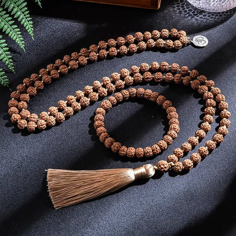 Mala en Rudraksha originale - Collier et bracelet pour méditation, yoga bijoux bénis