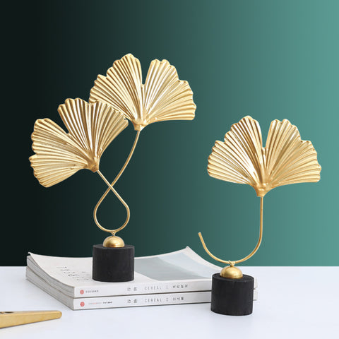 Luxurious Carved Ginkgo Leaves Decoration - Gold for Living Room