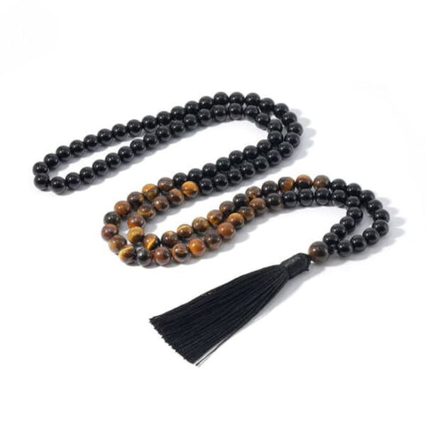 Japamala in tiger eye: a unique jewel for meditation and yoga