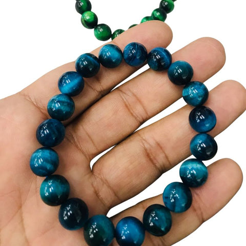 Pulseras de yoga de piedra natural de ojo de tigre azul - Meditación Bhakti