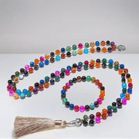 Collier mala de 108 perles en agate multicolore pour la méditation le yoga et les bénédictions - 40% réduction 1