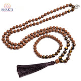 Collier de méditation tibétain Rudraksha original et Mala Japa avec des perles d’oeil tigre jaune - Ensemble - Réduction 30% 1