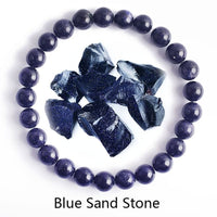 Bracelet pierres naturelles vertes fleur homme femme. - 30 Blue Sand Stone / 6mm Beads 17cm(6.69inch) 1