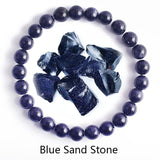 Bracelet pierres naturelles vertes fleur homme femme. - 30 Blue Sand Stone / 6mm Beads / 17cm(6.69inch) - 1