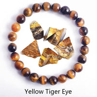 Bracelet Bohème Homme Elastique en Pierre Naturelle Verte - 2 Yellow Tiger Eye / 6mm Beads / 17cm(6.69inch) - 1