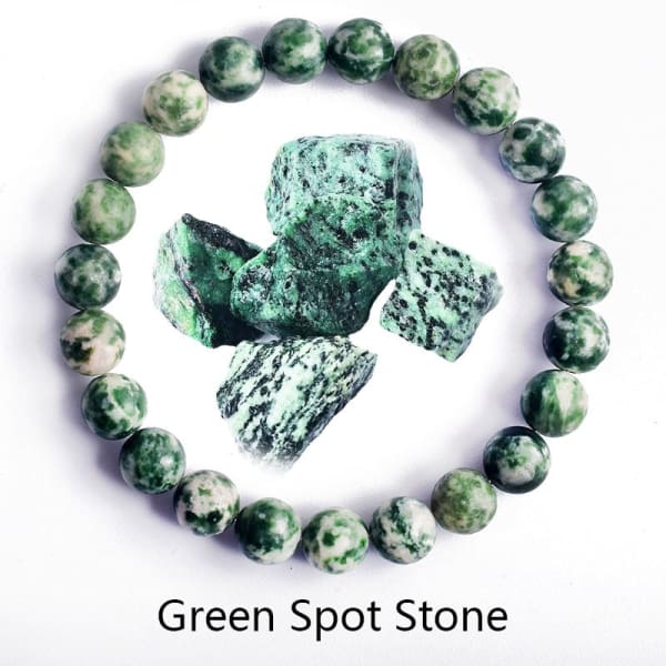 Bracelet pierre naturelle véritable homme fleur gemme verte bijoux perles pour femme style bohème bangle élastique en gros - 27 Green Spot