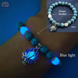 Bracelet Lumineux Yoga Lotus Pierre Naturelle - Blue Light A - 25