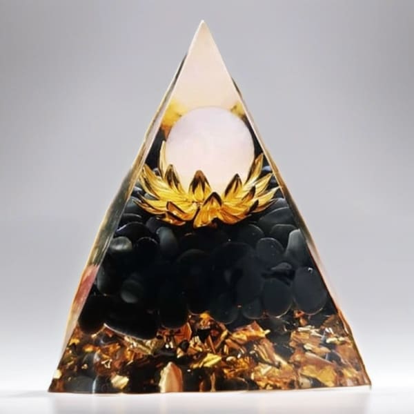 Pyramide d’Orgonite 60mm LOTUS Obsidienne - 1