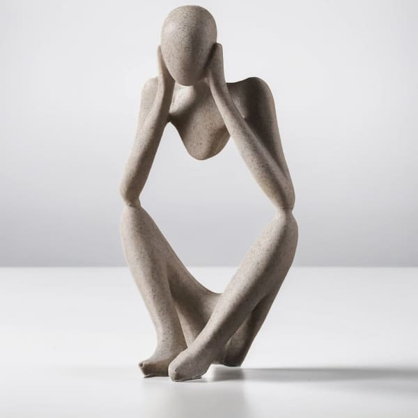 Statuette nordique de penseur abstraite en résine - Sculpture artisanale faite à la main, 1