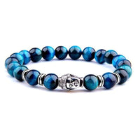 Bracelet Homme Oeil de tigre Bleu avec Bouddha - 5