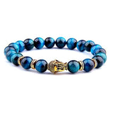Bracelet Homme Oeil de tigre Bleu avec Bouddha - 4