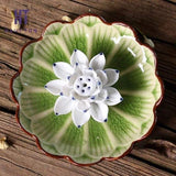 Brûle-Encens Fleur de Lotus en Céramique - VERT LOTUS BLANC - Réduction 30% 9