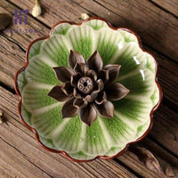 Brûle-Encens Fleur de Lotus en Céramique - VERT - Réduction 30% 6