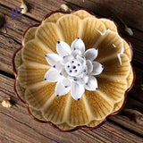 Brûle-Encens Fleur de Lotus en Céramique - JAUNE LOTUS BLANC - Réduction 30% 3