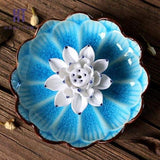 Brûle-Encens Fleur de Lotus en Céramique - TURQUOISE LOTUS BLANC - Réduction 30% 5