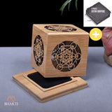 CUBE Mystique en Bambou - Diffuseur d’Encens/Sauge - Purification - Déco Spirituelle - Cube Métatron + 5 carrés ignifuges - Réduction de 35%