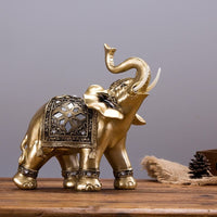 Figurine d’éléphant Feng Shui en résine dorée porte-bonheur. - M 14 X 15 CM - 2