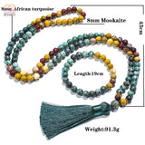 Mala de Prière 108 Perles en Mookaite et Turquoise Africaine pour Hommes Femmes - 8