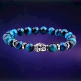 Bracelet Homme Oeil de tigre Bleu avec Bouddha - Argent - 45% réduction 1
