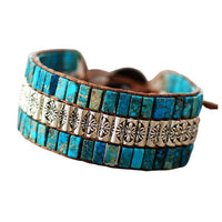 Bracelet Manchette JAZZ Boho Turquoise &Jaspe - Réduction de 30% 1