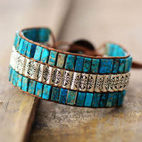 Bracelet Manchette JAZZ Boho Turquoise &Jaspe - Réduction de 30% 2