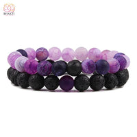 Bracelets en pierres naturelles MYMALA - Ensemble de 2 bracelets- 8mm black purple - Réduction 35% 1
