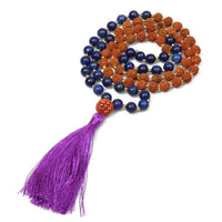 Collier Mala Traditionnel - Rudraksha & Lapis Lazuli - Réduction de 30% 1