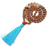 Collier Mala Traditionnel Rudraksha & Perles Assorties - Bleu - Réduction de 30% 1