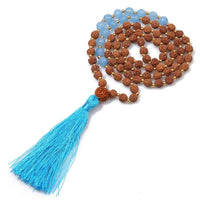 Collier Mala Traditionnel Rudraksha & Perles Assorties - Turquoise - Réduction de 30% 1