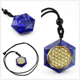 Collier pendentif Orgonite Fleur de Vie - lapis lazuli - 1