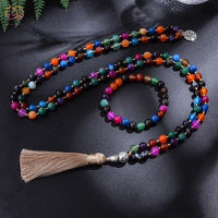 Collier mala de 108 perles en agate multicolore pour la méditation le yoga et les bénédictions - Réduction 30% 7