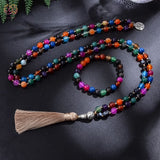 Collier mala de 108 perles en agate multicolore pour la méditation le yoga et les bénédictions - Réduction 40% 8
