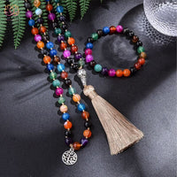 Collier mala de 108 perles en agate multicolore pour la méditation le yoga et les bénédictions - Réduction 30% 5