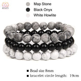 Ensemble de 3 bracelets en pierres naturelles 8 mm - MYMALA 7 / S (17cm) 27