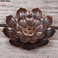 Fleur de Lotus Brûleur d’encens porte-bâton en métal effet bronze bouddhiste - Réduction 10% 8