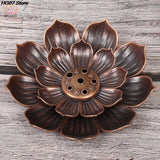 Fleur de Lotus Brûleur d’encens porte-bâton en métal effet bronze bouddhiste - Réduction 30% 8