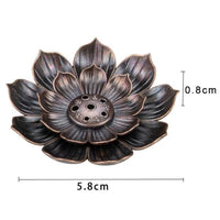 Fleur de Lotus Brûleur d’encens porte-bâton en métal effet bronze bouddhiste - Réduction 10% 6